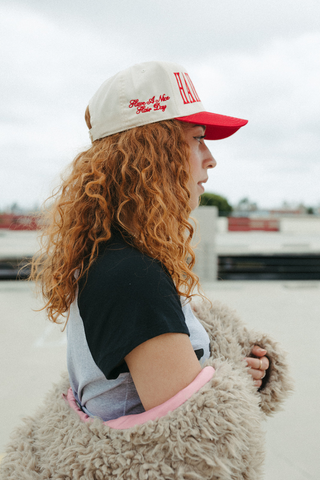 Hairstylist Red & Natural Five Panel Hat