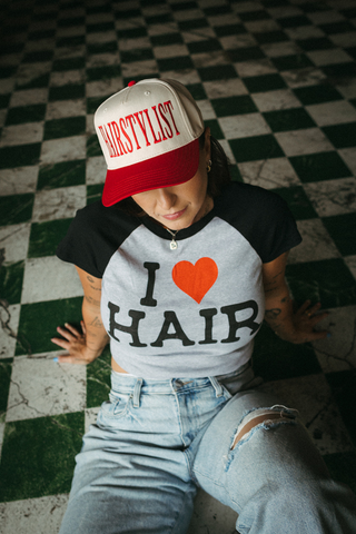 Hairstylist Red & Natural Five Panel Hat